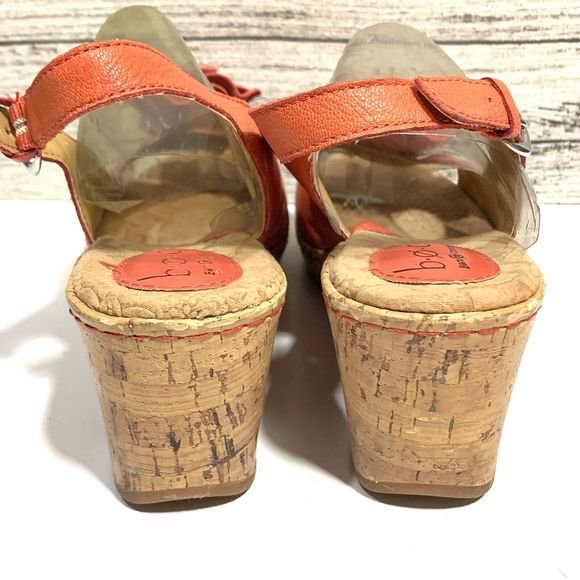 Born Concept Leather Coral Flower Wedged Sandals Size 10 Women’s - Picture 8 of 12